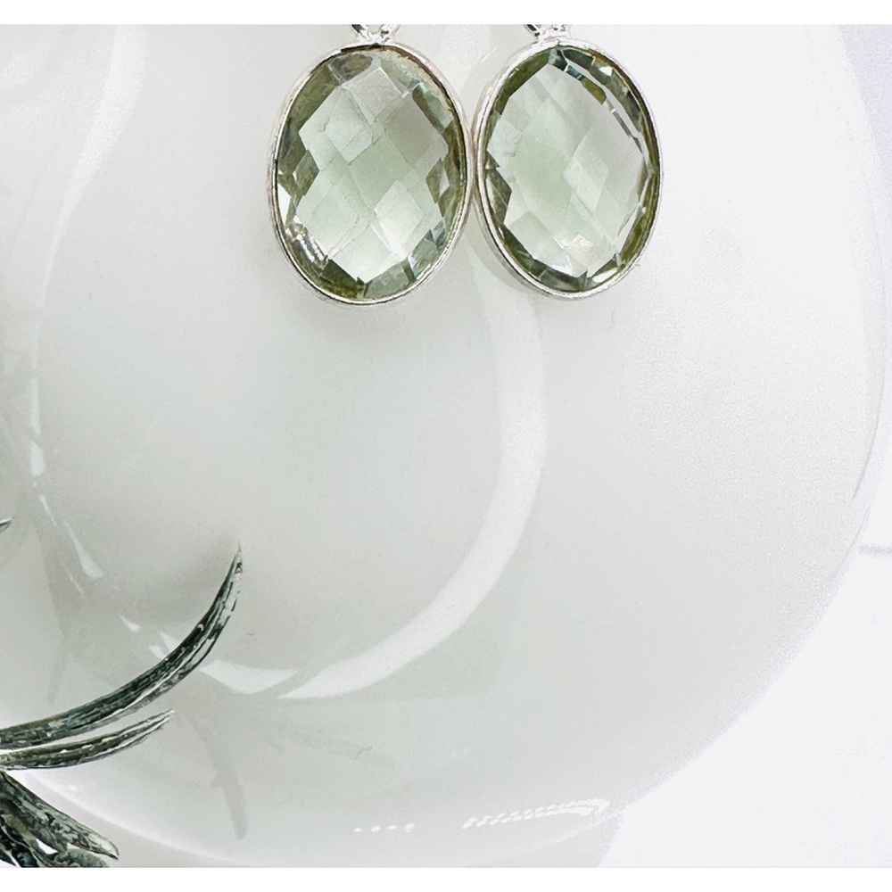 Sterling Silver Prasiolite Earrings - Picture 3 of 6